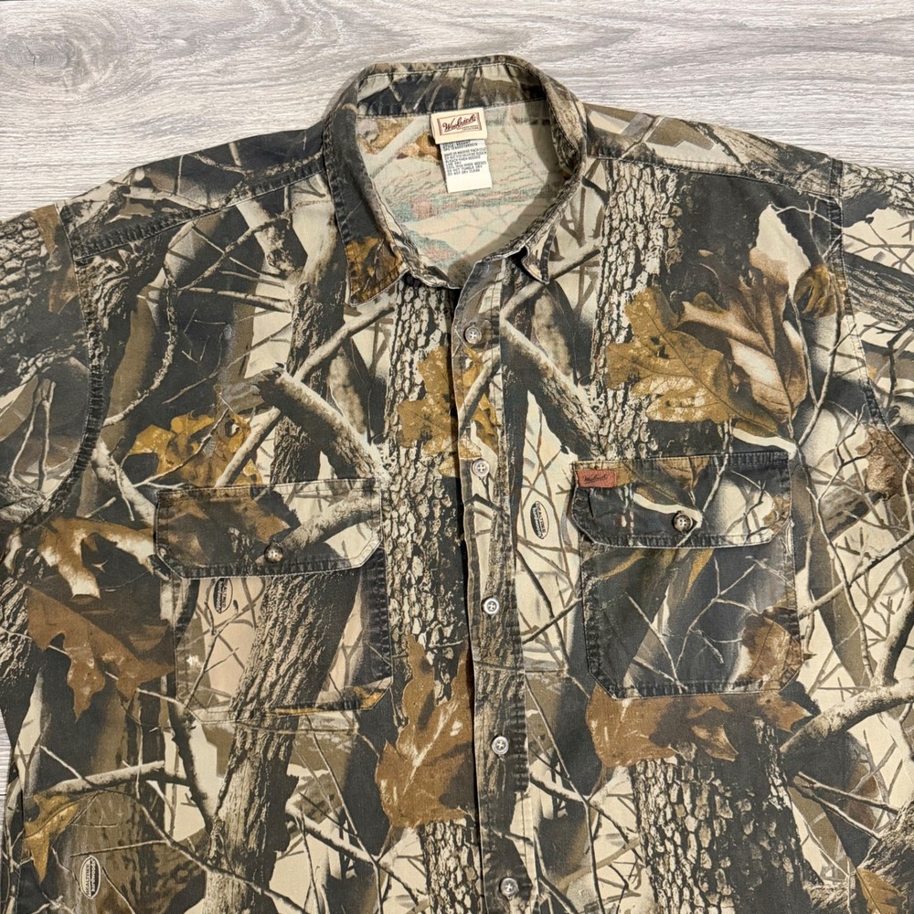 Vintage Woolrich Outdoor Guide Mens Shirt 2XL Realtree Hardwoods Camo Hunting